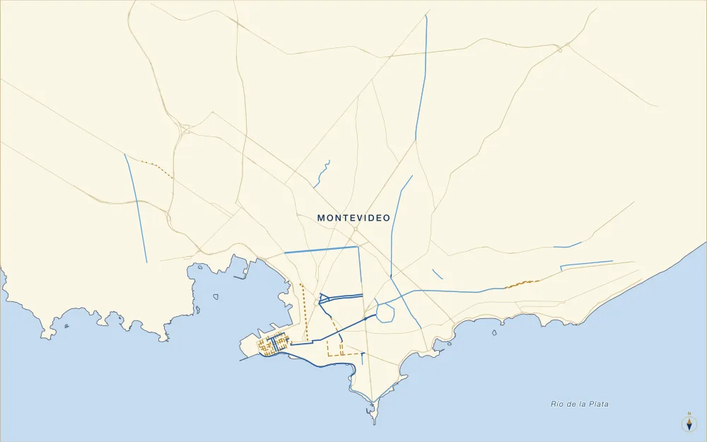 Mapa de la red de ciclovías y bicisendas de Montevideo